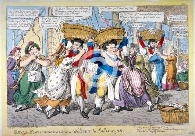 'Royal fishmongers, or a welcome to Billingsgate', 1816.  Artist: C Williams