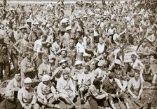 Royal Fusiliers resting after the storming of La Boiselle, France, World War I, 1916. Creator: Unknown