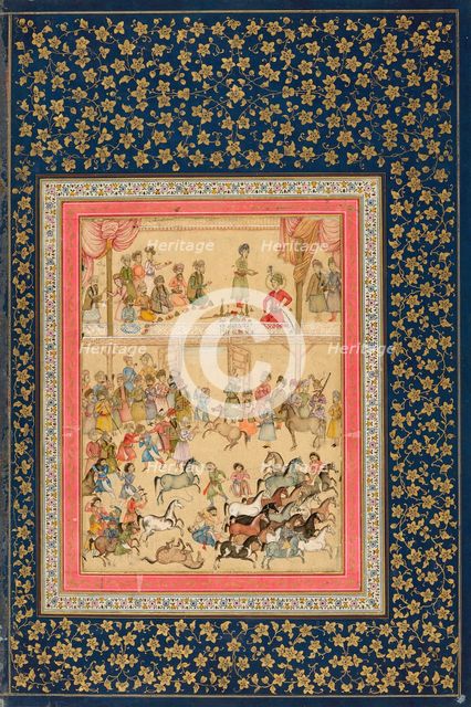 Royal Horse Inspection, Safavid dynasty (1501-1722), late 17th century. Creator: Unknown.