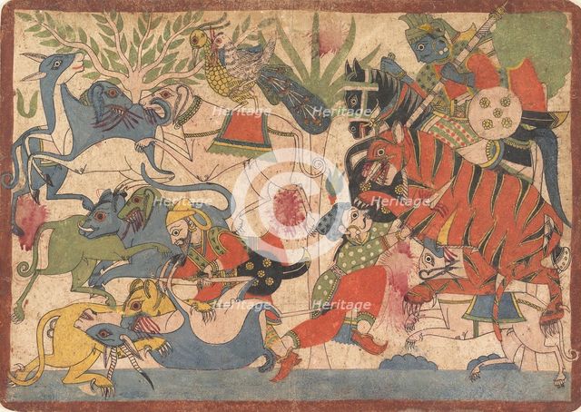 "Royal Hunt", folio from a Mahabharata, 1800-1850. Creator: Unknown.