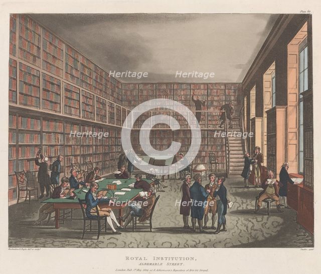 Royal Institution, Albemarle Street, May 1, 1809., May 1, 1809. Creator: Joseph Constantine Stadler.