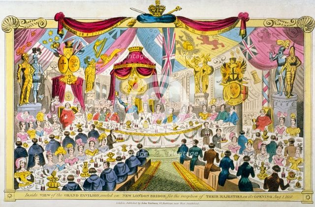 Royal opening of London Bridge, 1831. Artist: Anon