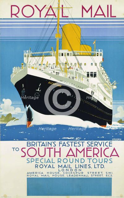 Royal Mail to South America, c1930. Creator: Shoesmith, Kenneth Denton (1890-1939).