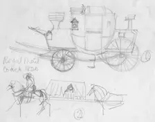 Royal Mail coach, 1820 (c1950). Creator: Shirley Markham