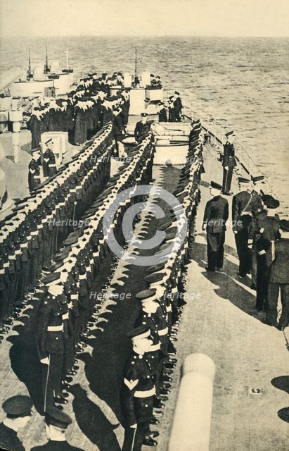 Royal Marines lined up on parade on board a ship, World War II, c1939-c1943 (1944). Creator: Unknown.