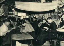 Royal Marines on their mess deck on board a ship, World War II, c1939-c1943 (1944). Creator: Unknown