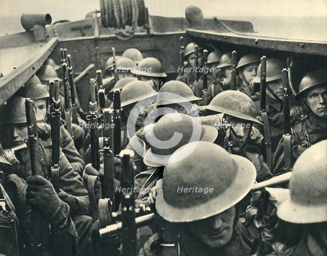 Royal Marines on board a landing craft, World War II, c1939-c1943 (1944). Creator: Unknown.