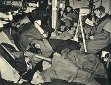 Royal Marines sleeping in the gunhouse of a warship, World War II, c1939-c1943 (1944). Creator: Unknown
