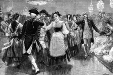 Royal Marriage Festivities at Berlin: costume quadrille danced before the Emperor and Empress, 1881. Creator: William Heysham Overend