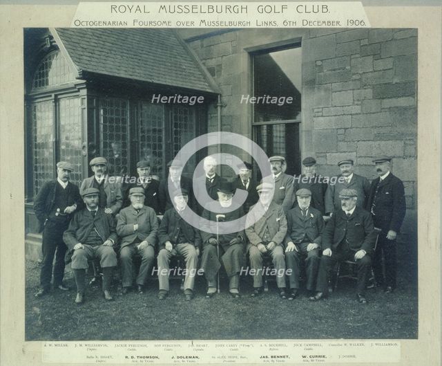 Royal Musselburgh Golf Club Octogenerian foursomes, 1906. Creator: Unknown.