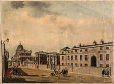 Royal Naval Hospital, Greenwich, a distant three-quarter view of the Hall and Chapel..., 1786. Creator: Charles White