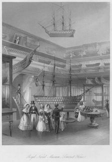 Royal Naval Museum, Somerset House c1841. Artist: Henry Melville