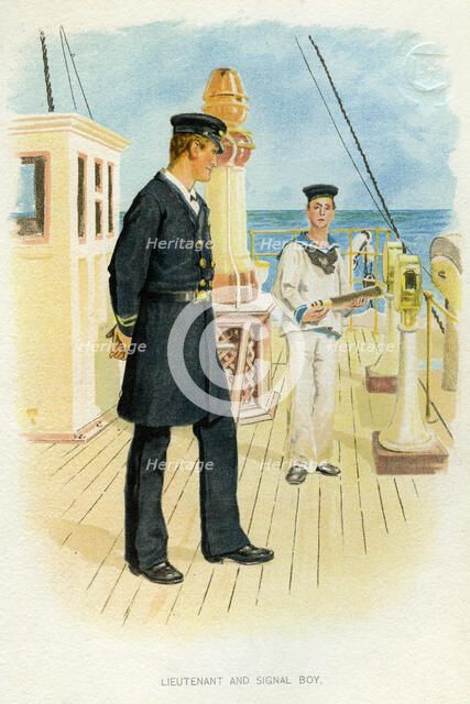 Royal Navy Lieutenant and signal boy, c1890-c1893. Artist: Unknown