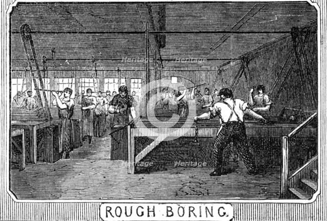 Royal Small Arms Factory, Enfield: Rough Boring, 1861. Creator: William James Palmer.