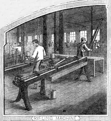 Royal Small Arms Factory, Enfield: Rifling Machine, 1861. Creator: William James Palmer