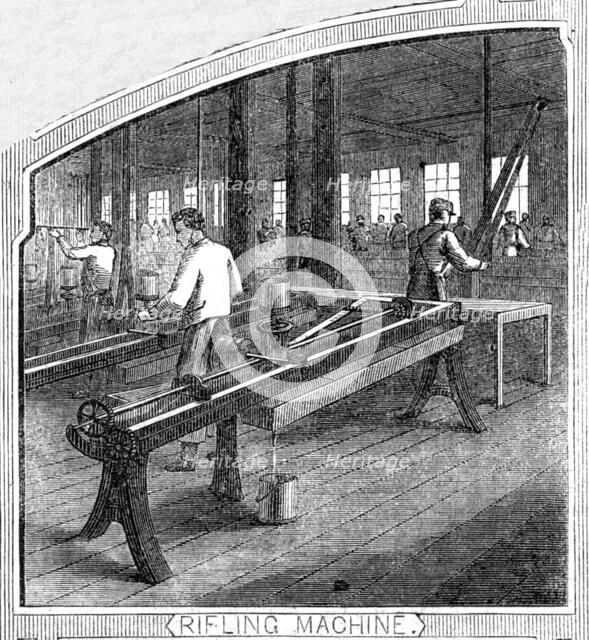 Royal Small Arms Factory, Enfield: Rifling Machine, 1861. Creator: William James Palmer.