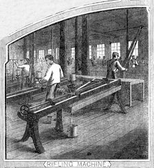 Royal Small Arms Factory, Enfield: Rifling Machine, 1861. Creator: William James Palmer