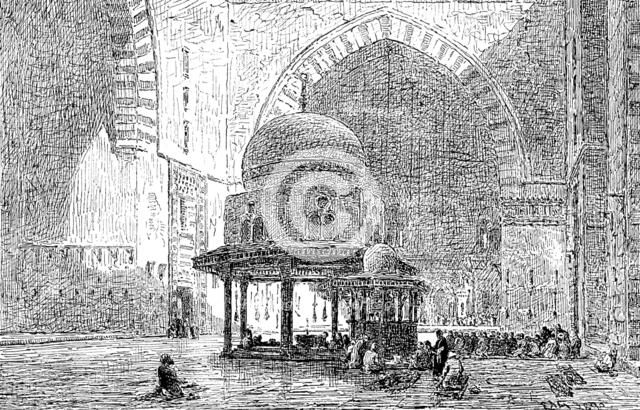 Royal Soc. Painters in Water Colours: "Int. Mosque of Sultan Hassan, Cairo" - E. A. Goodall, 1890. Creator: Unknown.