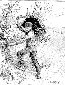 Royal Society of Painters in Water Colours: "Boy Trimming a Hedge" - G. Clausen, 1890. Creator: Unknown