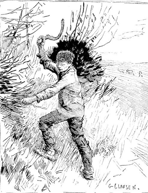 Royal Society of Painters in Water Colours: "Boy Trimming a Hedge" - G. Clausen, 1890.  Creator: Unknown.