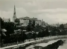 Royal Salop Infirmary from English Bridge, Shrewsbury c1920s. Creator: Unknown