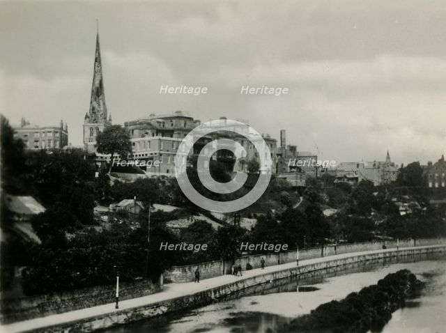 'Royal Salop Infirmary from English Bridge, Shrewsbury', c1920s. Creator: Unknown.