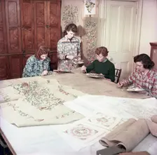 Royal School of Needlework, c1955. Women painting Creator: Arthur Charles Kirby Ware