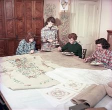 Royal School of Needlework, c1955. Women painting Creator: Arthur Charles Kirby Ware