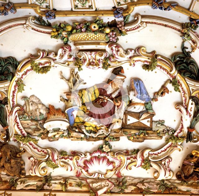 Royal Palace of Aranjuez, detail of the decoration of the porcelain room.