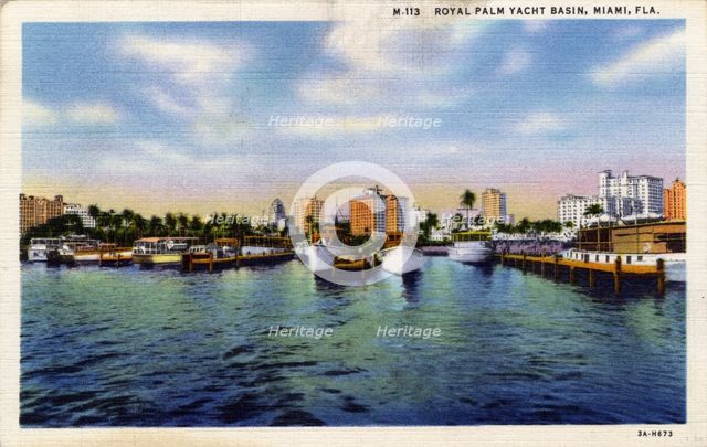 Royal Palm Yacht Basin, Miami, Florida, USA, 1933. Artist: Unknown