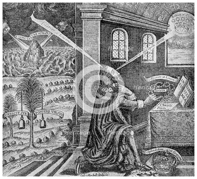 Royal prerogative: title page from Eikon Basilike, 1649 (1956). Artist: Unknown