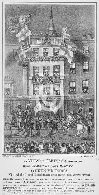 Royal procession on Fleet Street, City of London, 1837. Artist: Augustus Butler
