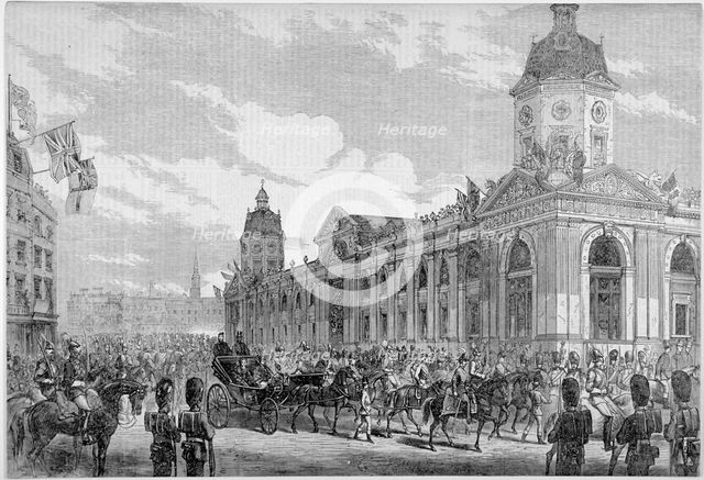 Royal procession passing Smithfield Market, City of London, 6th November 1869.                       Artist: Anon