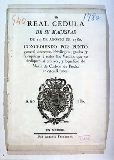 Royal Proclamation of King Charles III, 1780, privileges of the Crown to the vassals engaged in t…