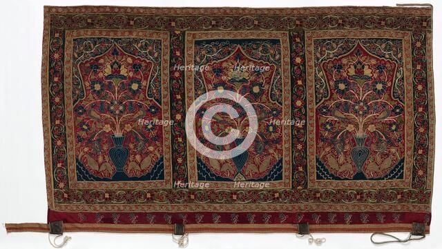 Royal Round Tent made for Muhammad Shah (wall panel with three panels C), 1834-1848. Creator: Unknown.