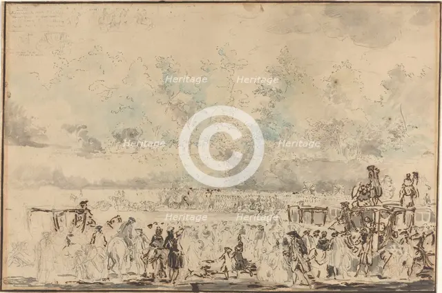 Royal Review of the Troops, 1760s. Creator: Gabriel de Saint-Aubin.