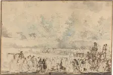 Royal Review of the Troops, 1760s. Creator: Gabriel de Saint-Aubin