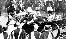 Royal recognition of Manchester University: the King receiving an address, 1909. Creator: London News Agency Photos Ltd.