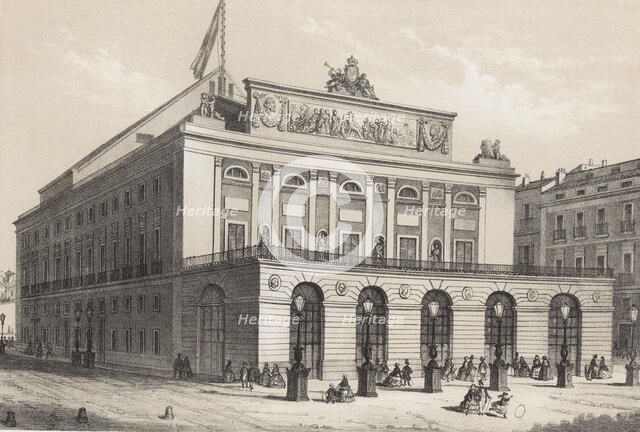 Royal Theather in Madrid, promoted by Isabella II and ended in October 1850, engraving 1870.