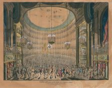 Royal Theatre of San Carlo in Naples during Carnival, seen from the stage, 1827. Creator: Anonymous