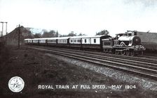 Royal train travelling at high speed in May 1904. Rail Way Company, London & North Western