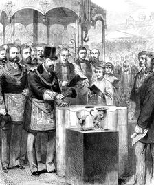 Royal Visit to Truro: the Prince of Wales laying the corner-stone of Truro Cathedral, 1880. Creator: Unknown