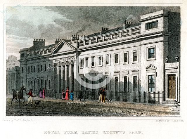 Royal York Baths, Regents Park, London, 1828.Artist: WR Smith