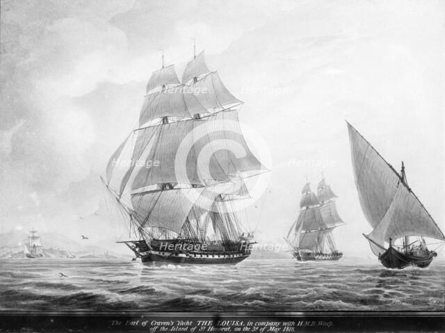 Royal Yacht Squadron painting of 'Louisa'. Creator: Kirk & Sons of Cowes.