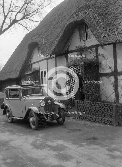 Road testing a Triumph Scorpion, Horley, Surrey, 1931. Artist: Bill Brunell.