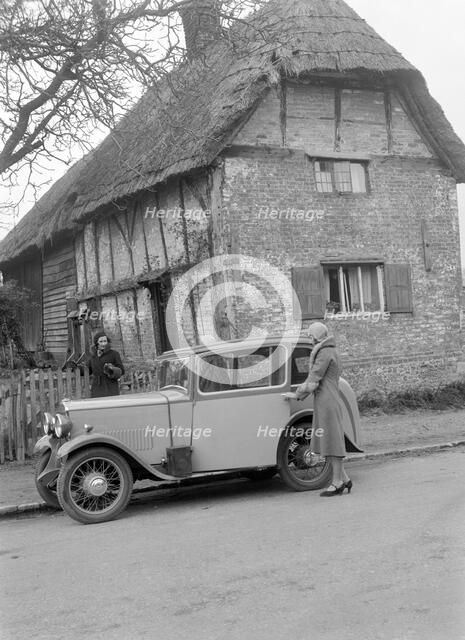Road testing a Triumph Scorpion, Horley, Surrey, 1931. Artist: Bill Brunell.