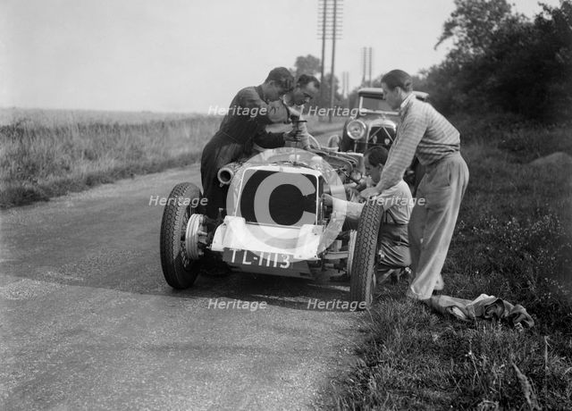 Road testing Raymond Mays' Vauxhall-Villiers, c1930s. Artist: Bill Brunell.
