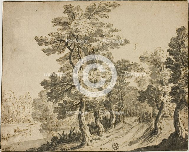 Road through Leafy Trees near Stream, n.d. Creator: Zacharias Blijhooft.