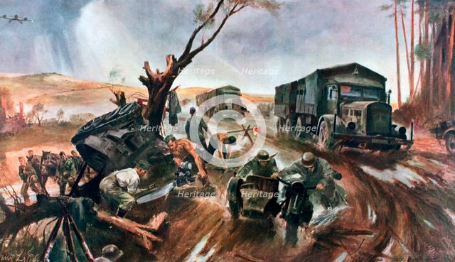 'Road to the Front', superior German organization, 1941. Artist: Unknown