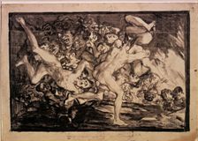 Road to Hell Drawing No. 1252 of the series of sepia gouaches by Francisco de Goya